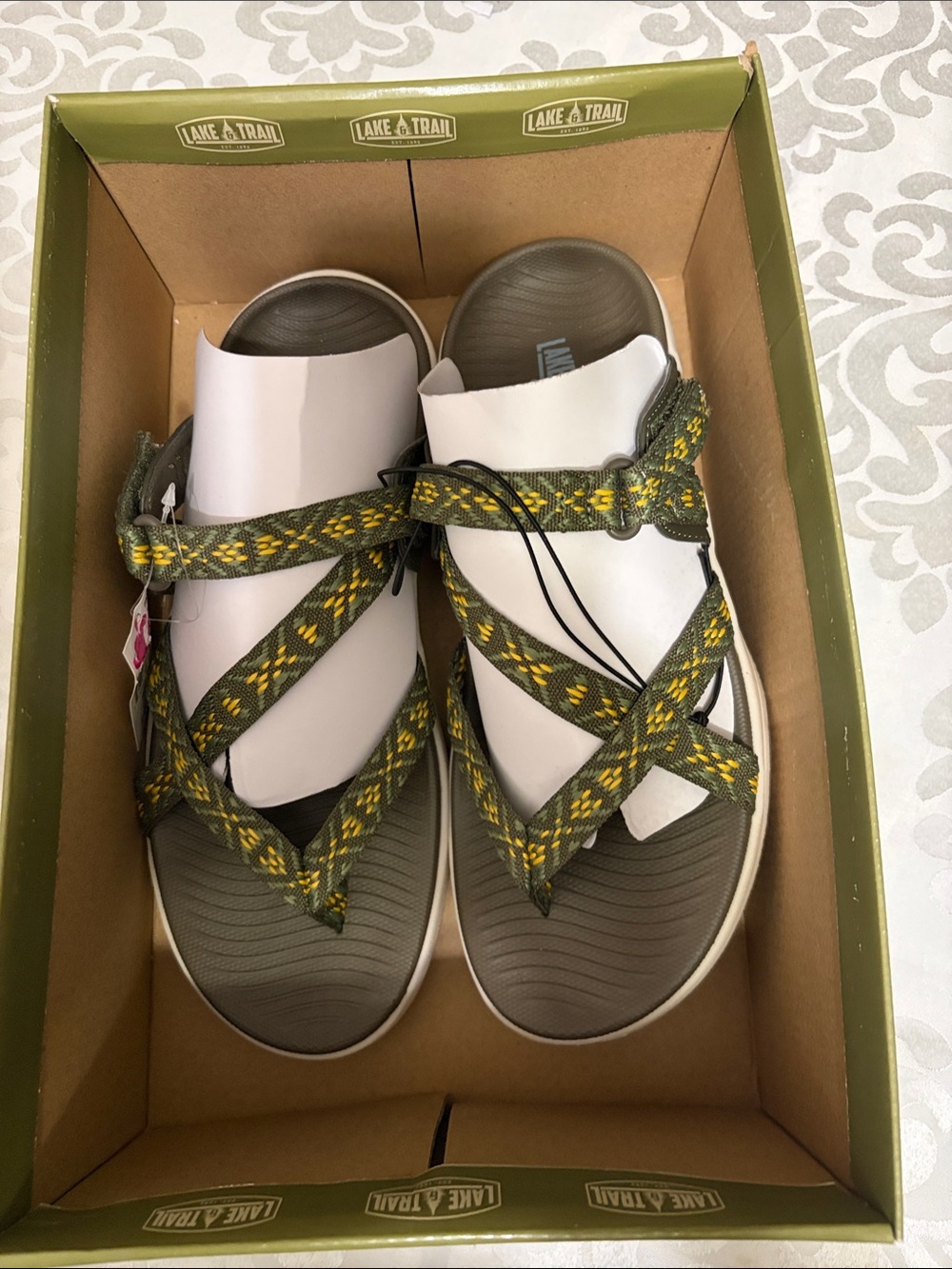 Lake & Trail Olive Green Crisscross Strap Women's Sandals